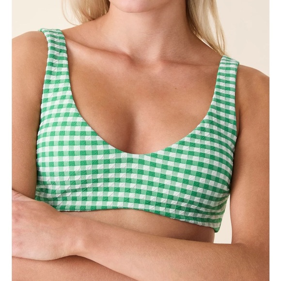 Andie NWT Delray Green Gingham Bikini Top 90’s The High Rise Bikini Bottoms Sz L - Picture 11 of 16